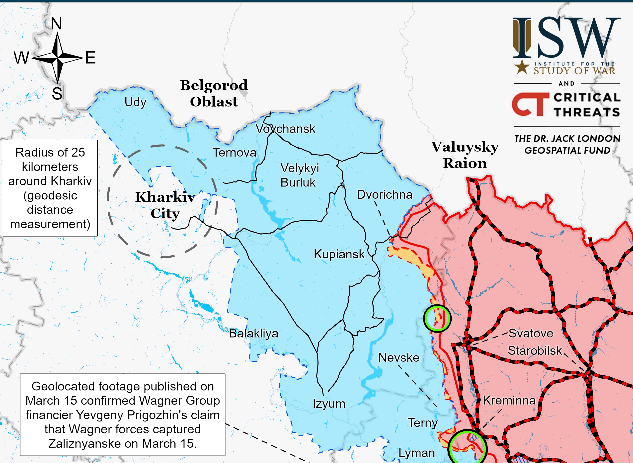 Харьковская область, линия фронта 19 марта ISW