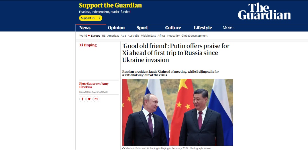 Си Цзиньпин начинает визит в РФ: даст ли оружие — прогноз The Guardian