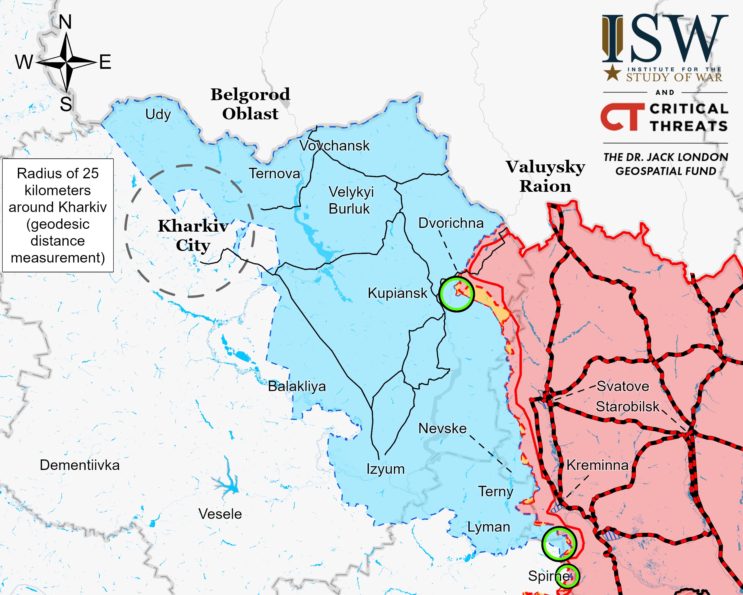 Харьковская и Луганская области на карте ISW 17 апреля 2023