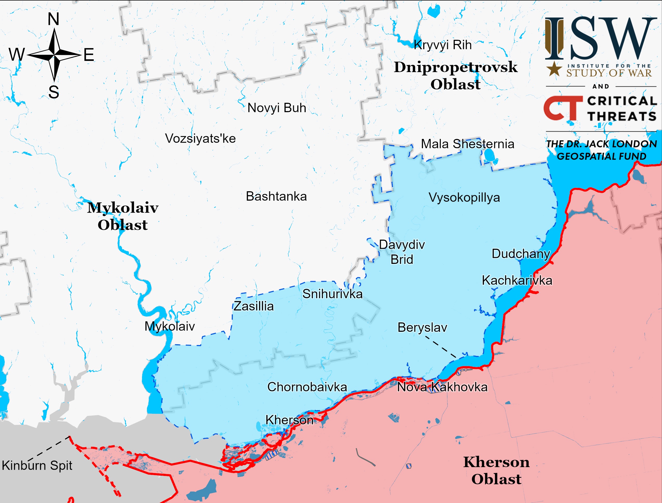 Херсонская область на карте ISW 17 апреля 2023
