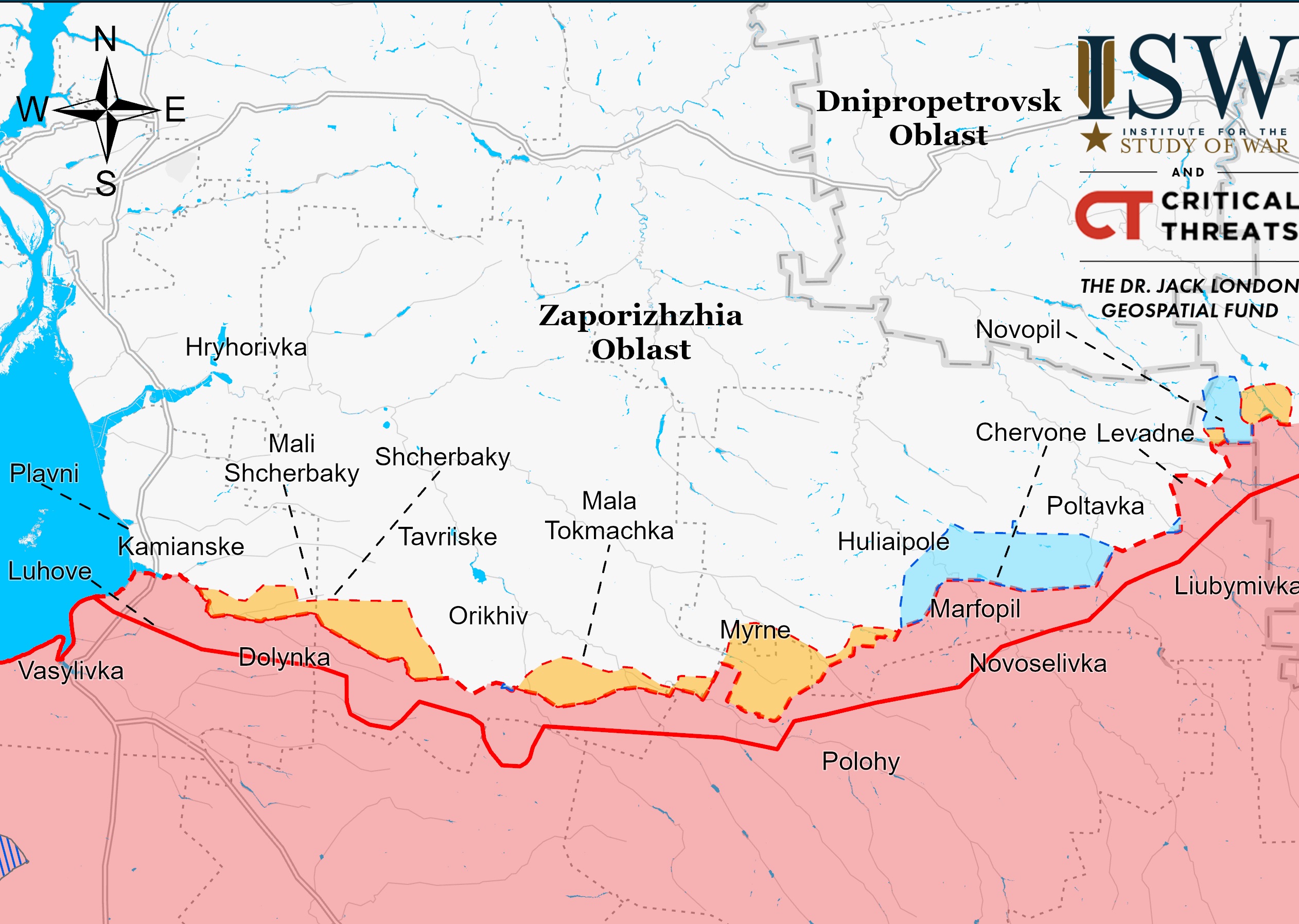 Запорожская область на карте ISW 17 апреля 2023