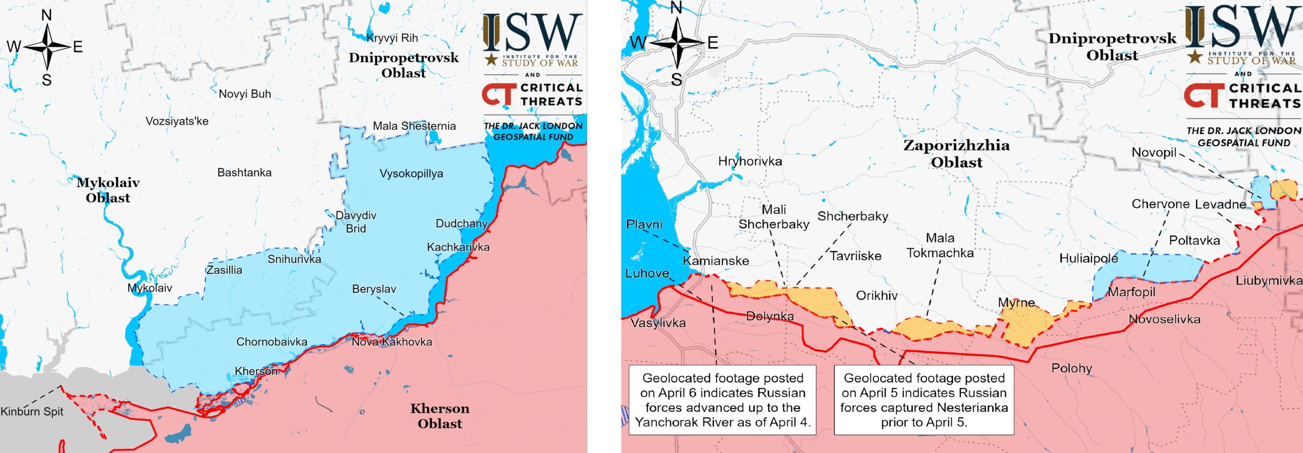 Юг Украины на карте ISW 11 апреля