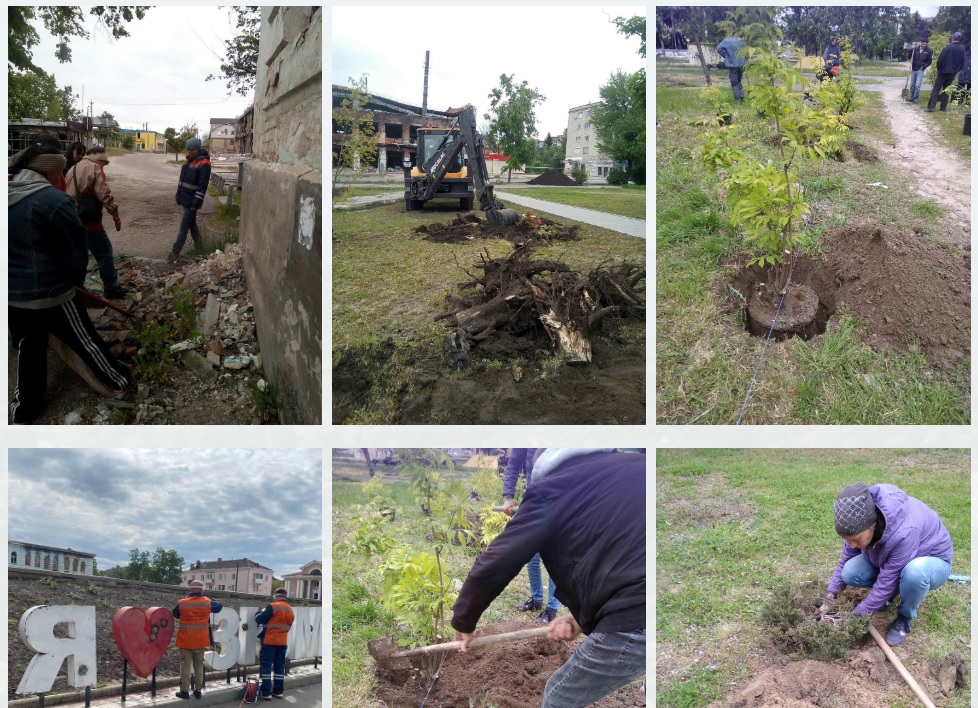 Відновлення в центрі Ізюму після обстрілу 2