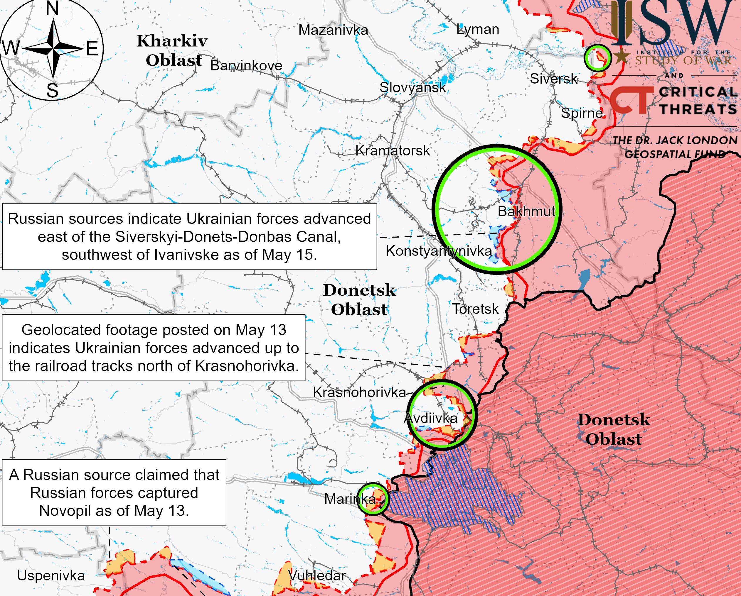 Фронт в Донецкой области 16 мая 2023