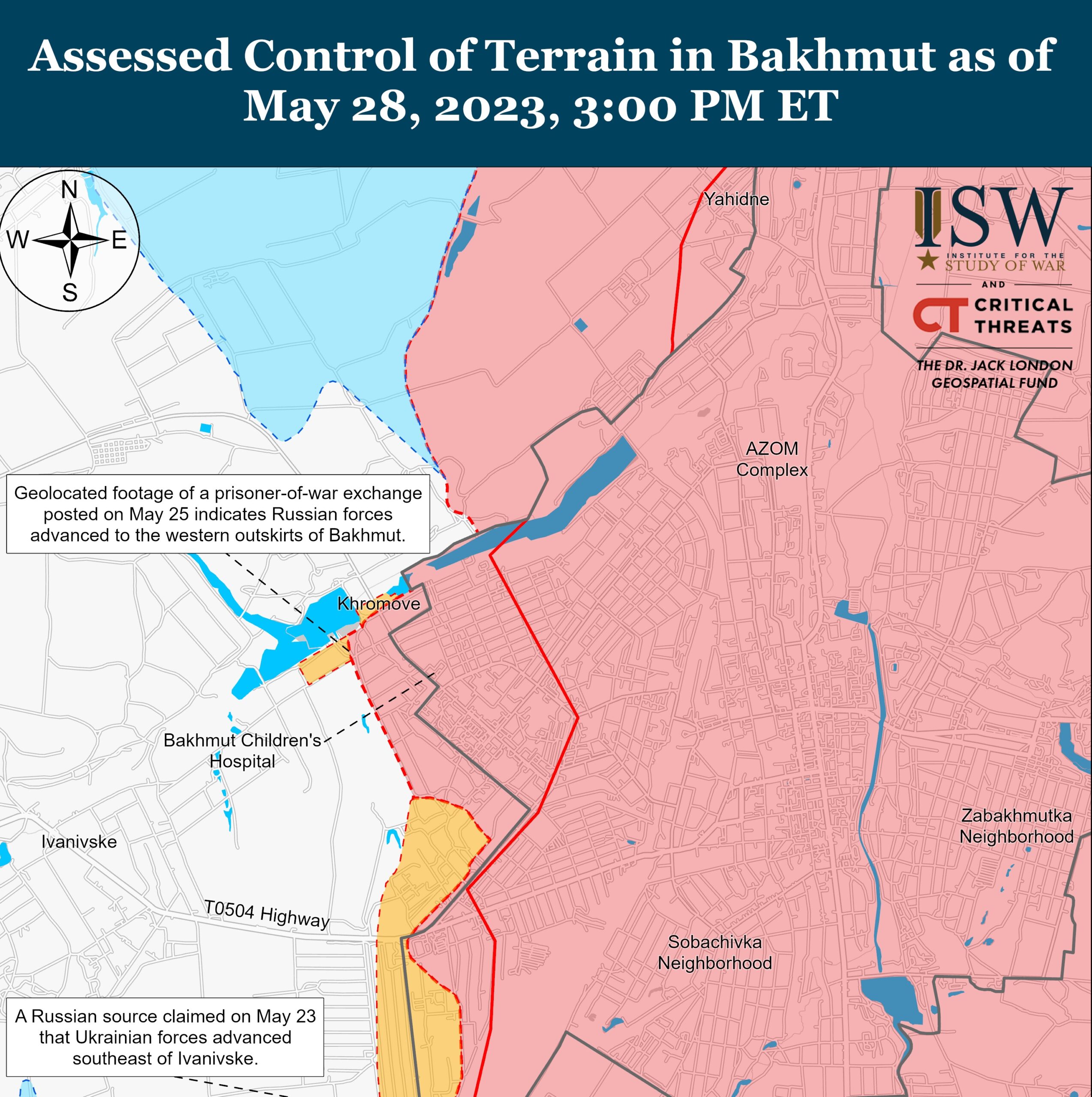 Карта Бахмута от ISW 28 мая 2023