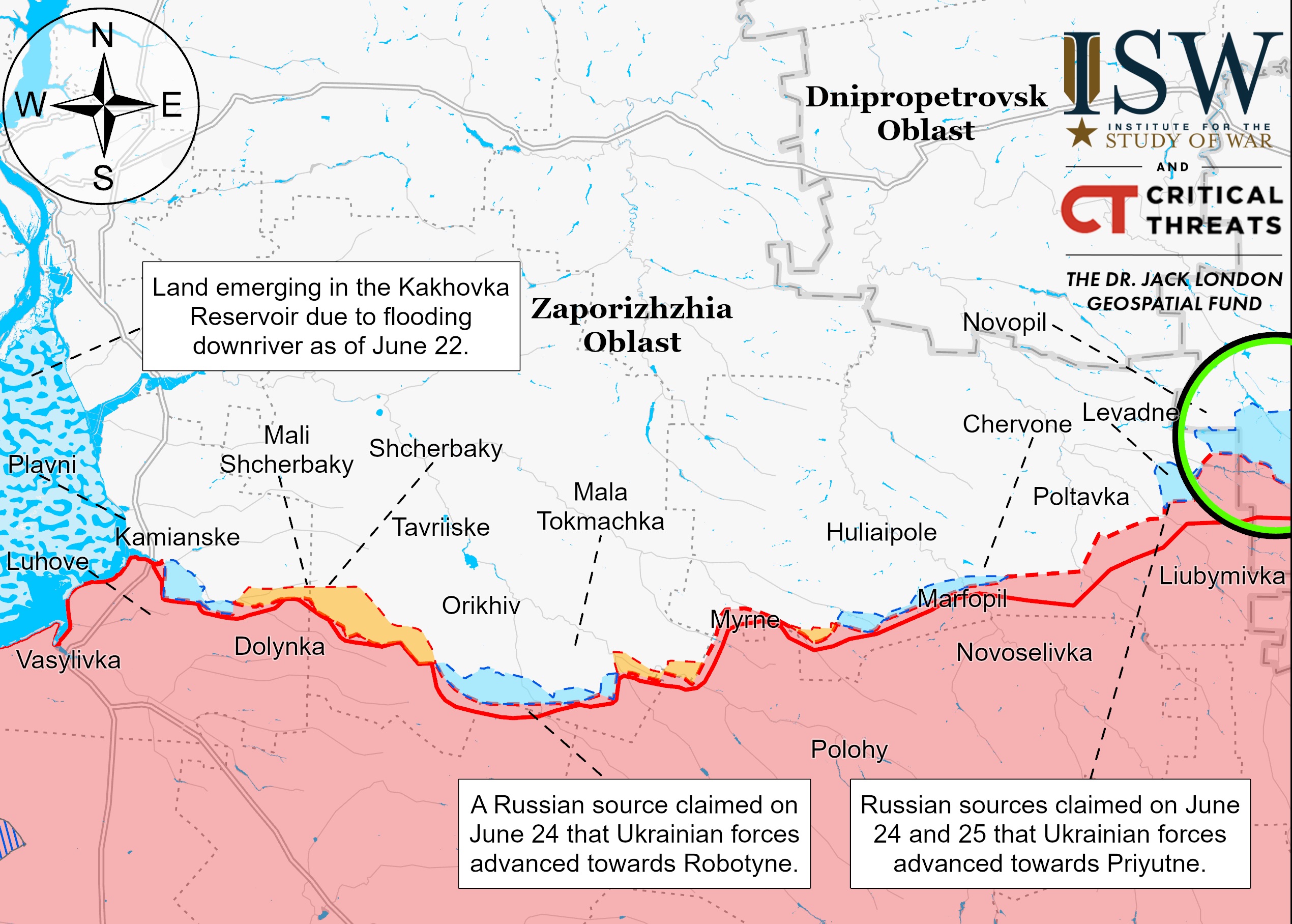 Фронт в Запорожской области