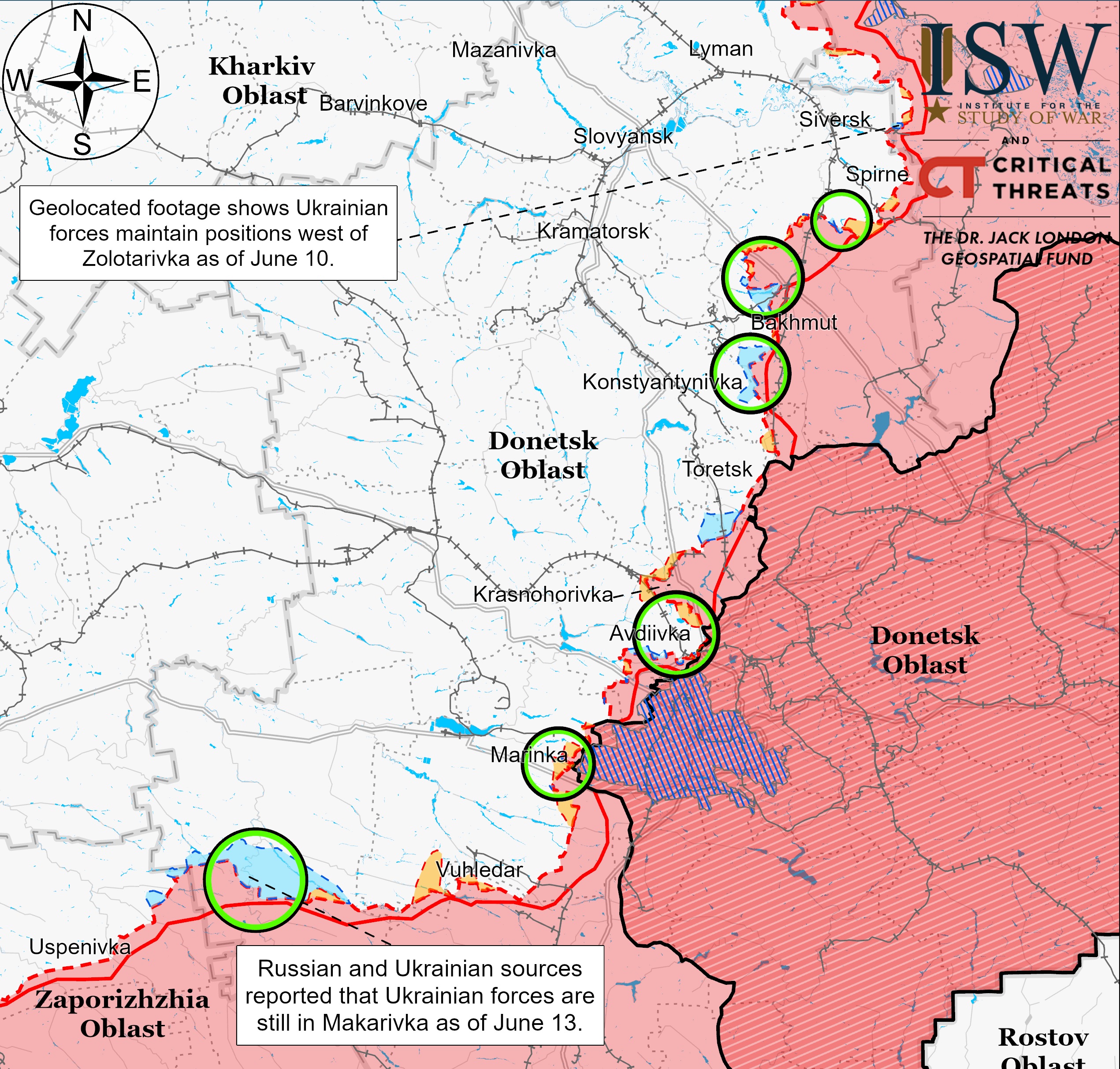 Карта контрнастулення від ISW 14 червня