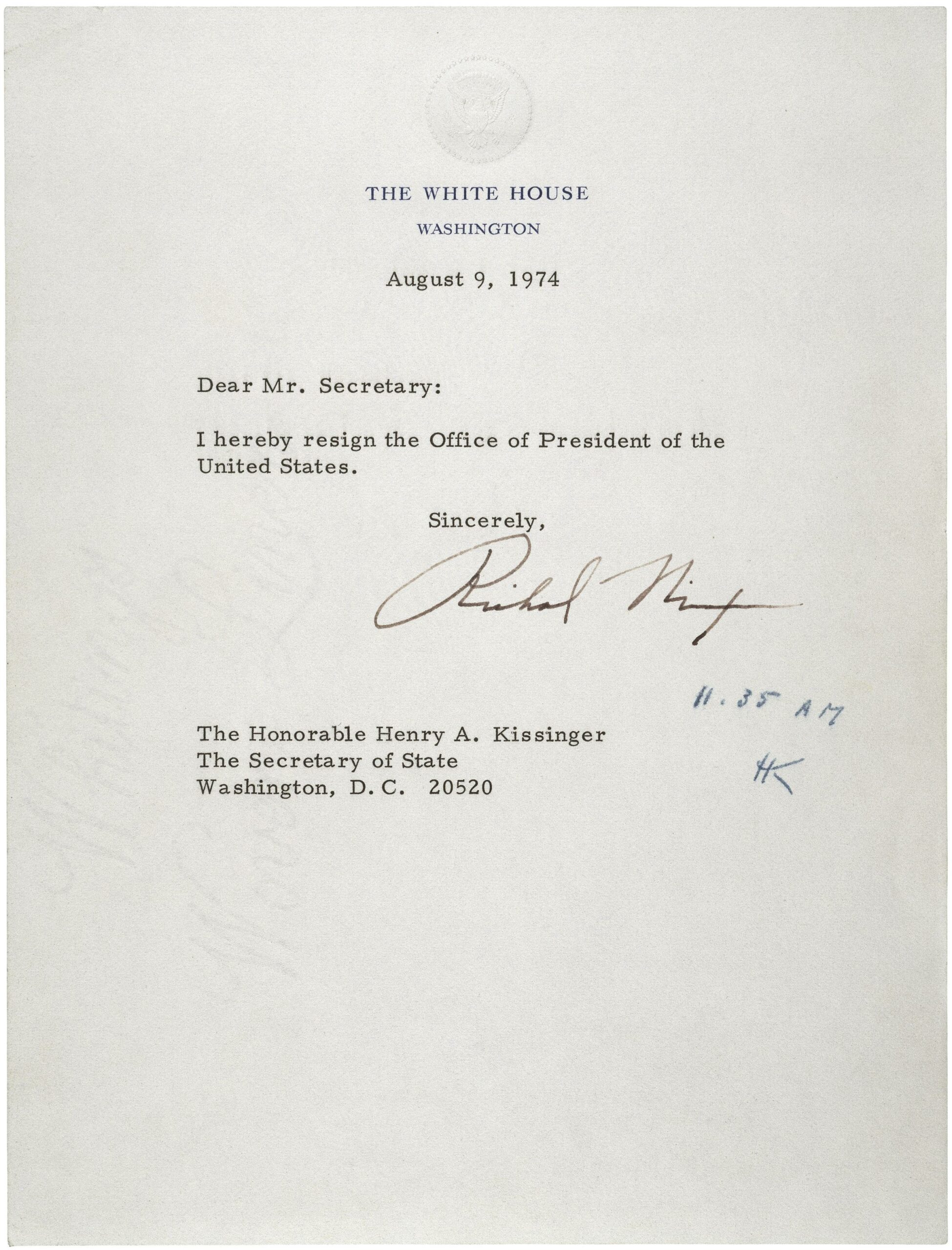 Заявление об отставке Никсона с поста президента США