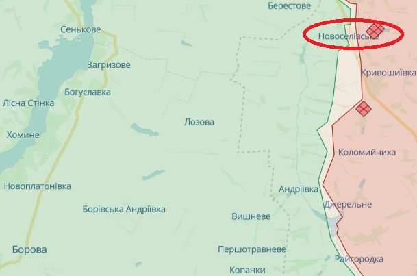 Новоселовское на карте DeepState