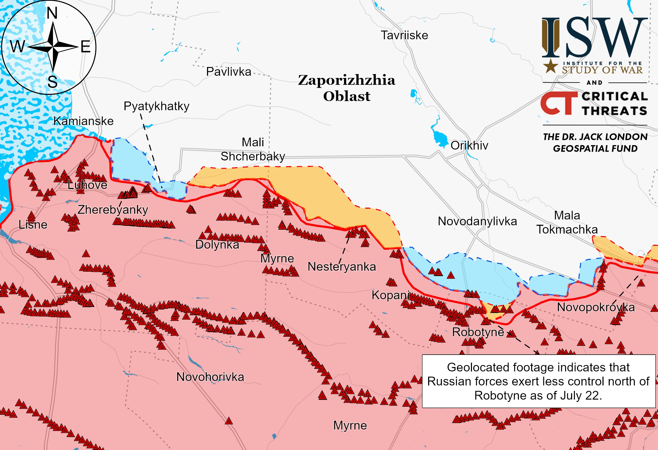 Оріхово-Васильівський напрямок на карті ISW 24 липня 2023