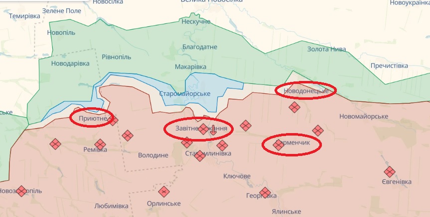 Бердянское направление 21 августа 2023 на карте DeepState