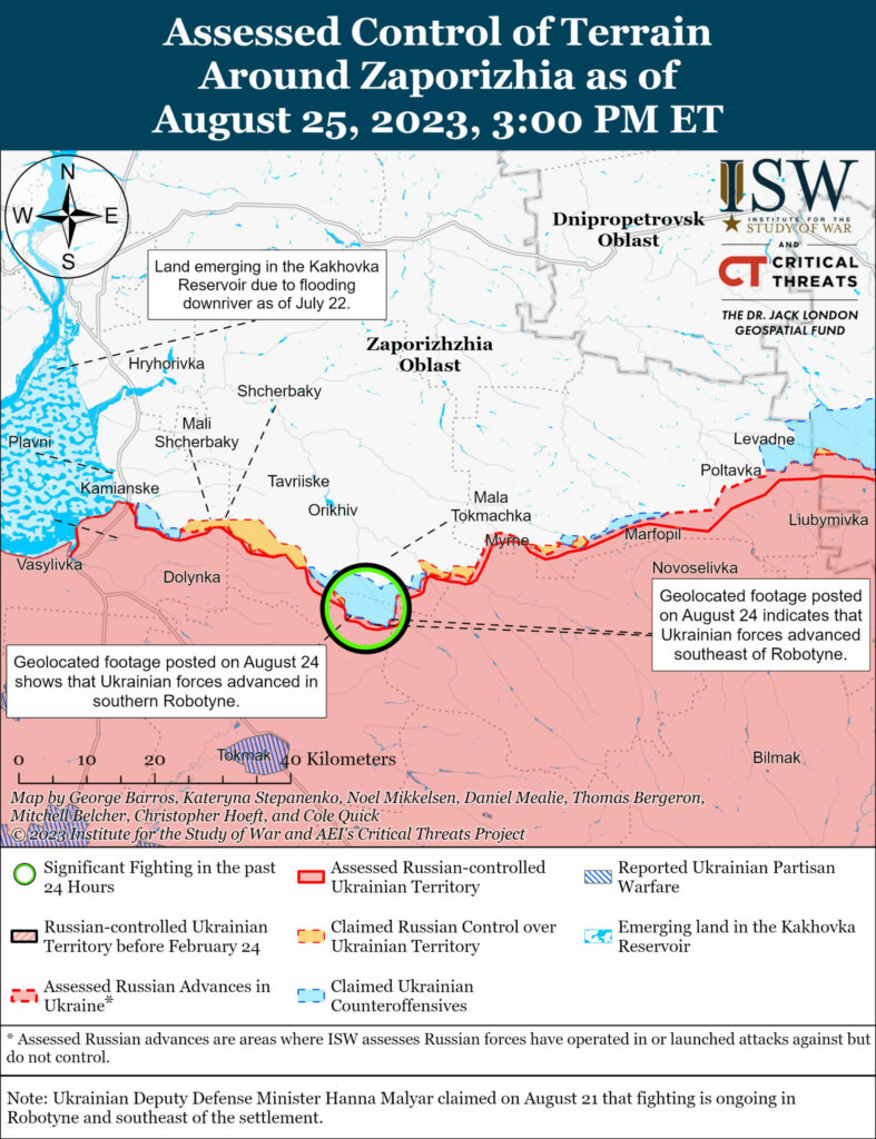 ISW: ВСУ продолжают контрнаступление в районе Работино и продвинулись вперед