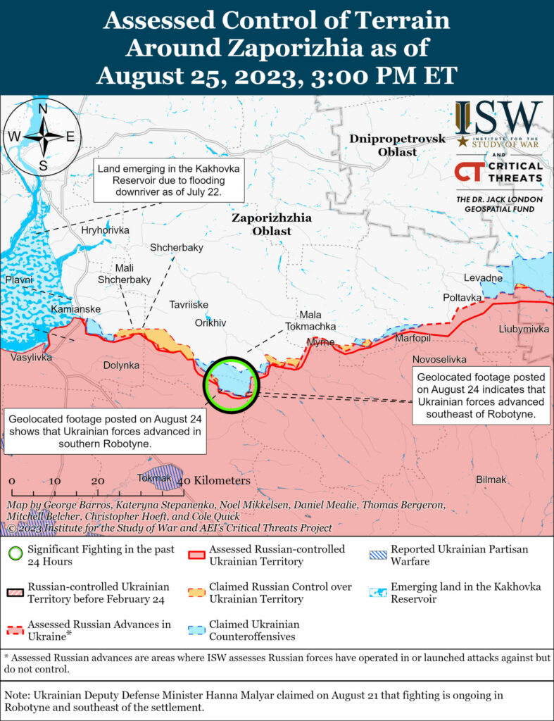 ISW: ЗСУ продовжують контрнаступ поблизу Роботиного й просунулись вперед