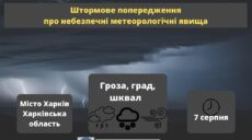 Грози, град, шквал. Якою буде погода 7 серпня на Харківщині
