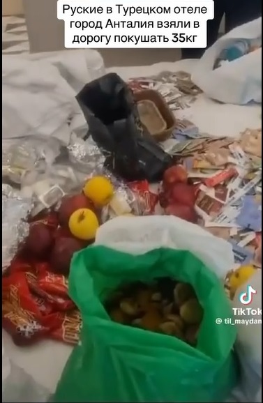 35 кг продуктов «в дорогу». Россияне обокрали турецкий отель в Анталии (видео)