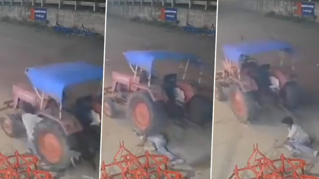 Трактор переехал вора, когда тот хотел его украсть из автосалона (видео)