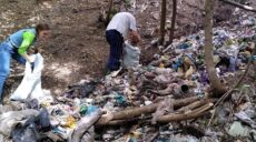 Сто мешков мусора собрали волонтеры за четыре часа в яру на ХТЗ (фото)
