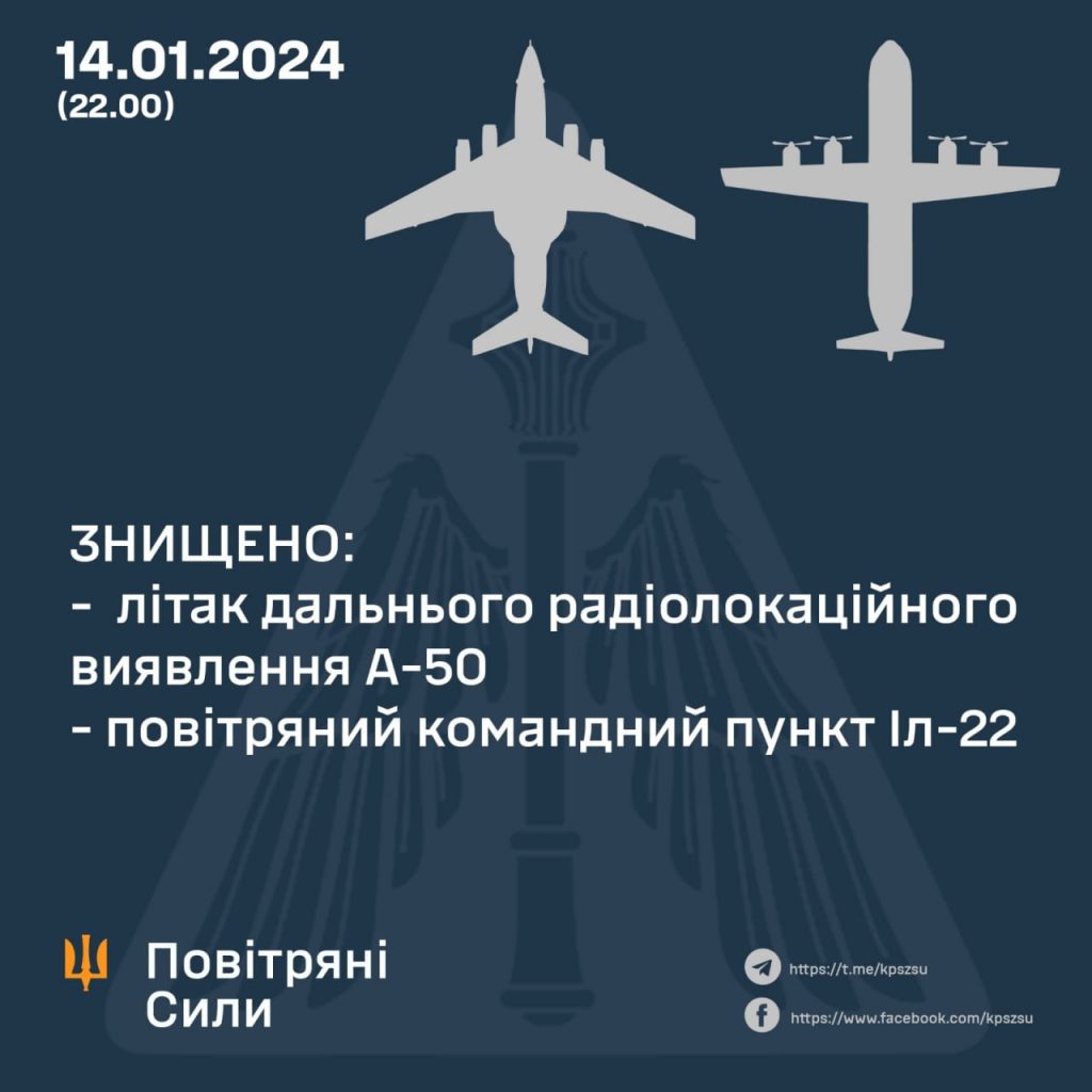 Ворожий літак А-50 і повітряний командний пункт Іл-22 знищили ЗСУ – Залужний