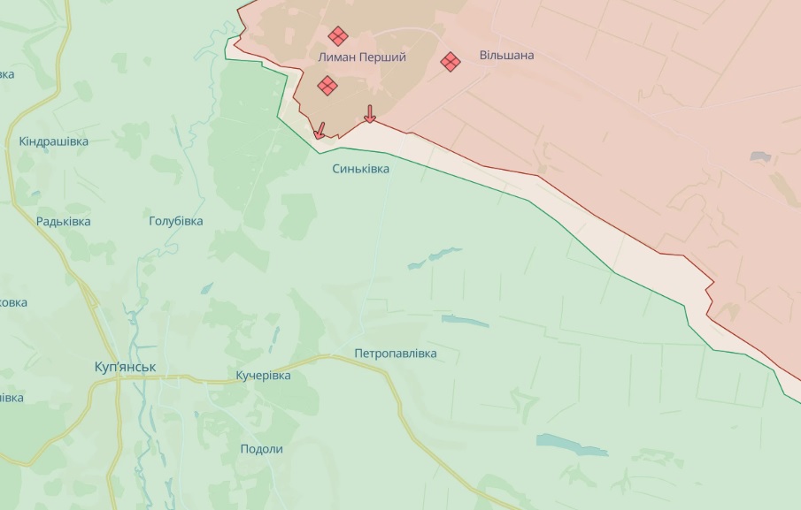Купянск и Синьковка на карте DeepState