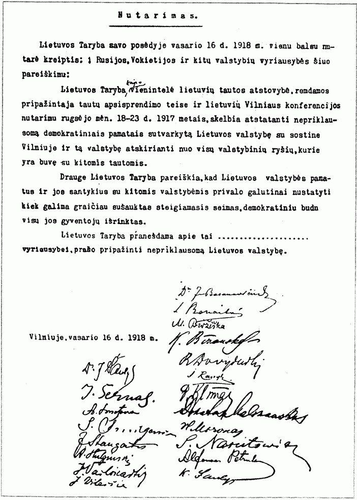 Акт независимости Литвы 1918 года