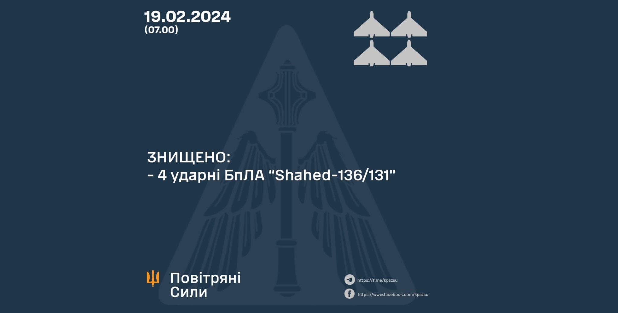 Четыре «шахеда» атаковали Харьковщину с территории РФ ночью — ВС ВСУ