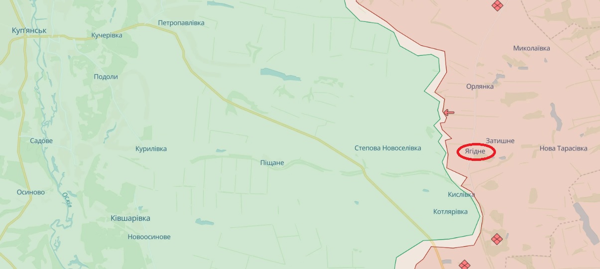 Ягодное - Ивановка на карте DeepState