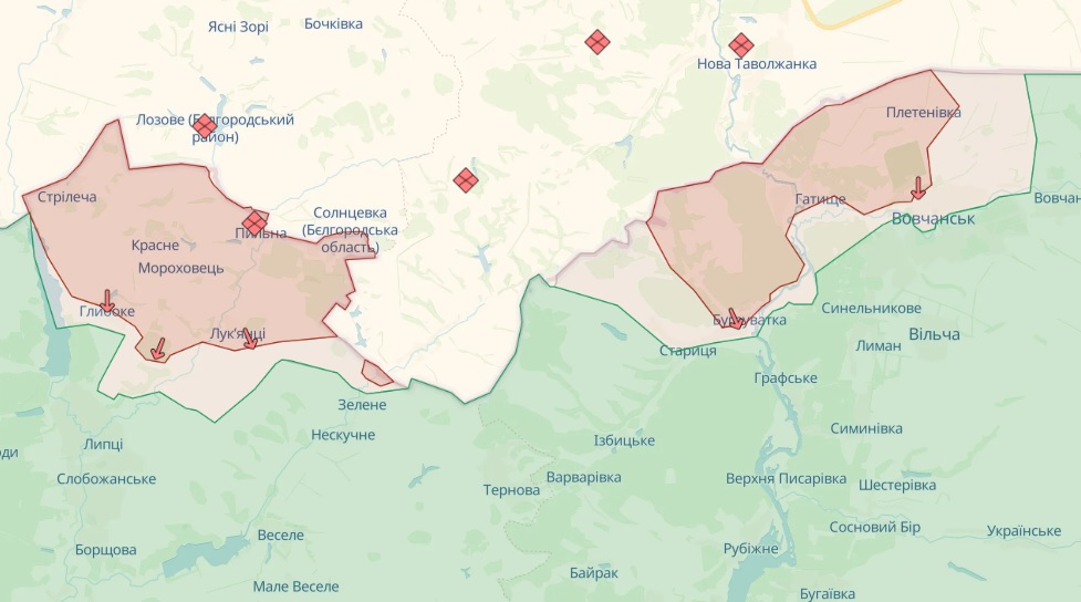 Карта фронта на Харьковщине 20 мая 2024