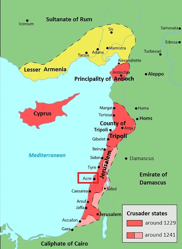 Карта государств крестоносцев в 1240 году