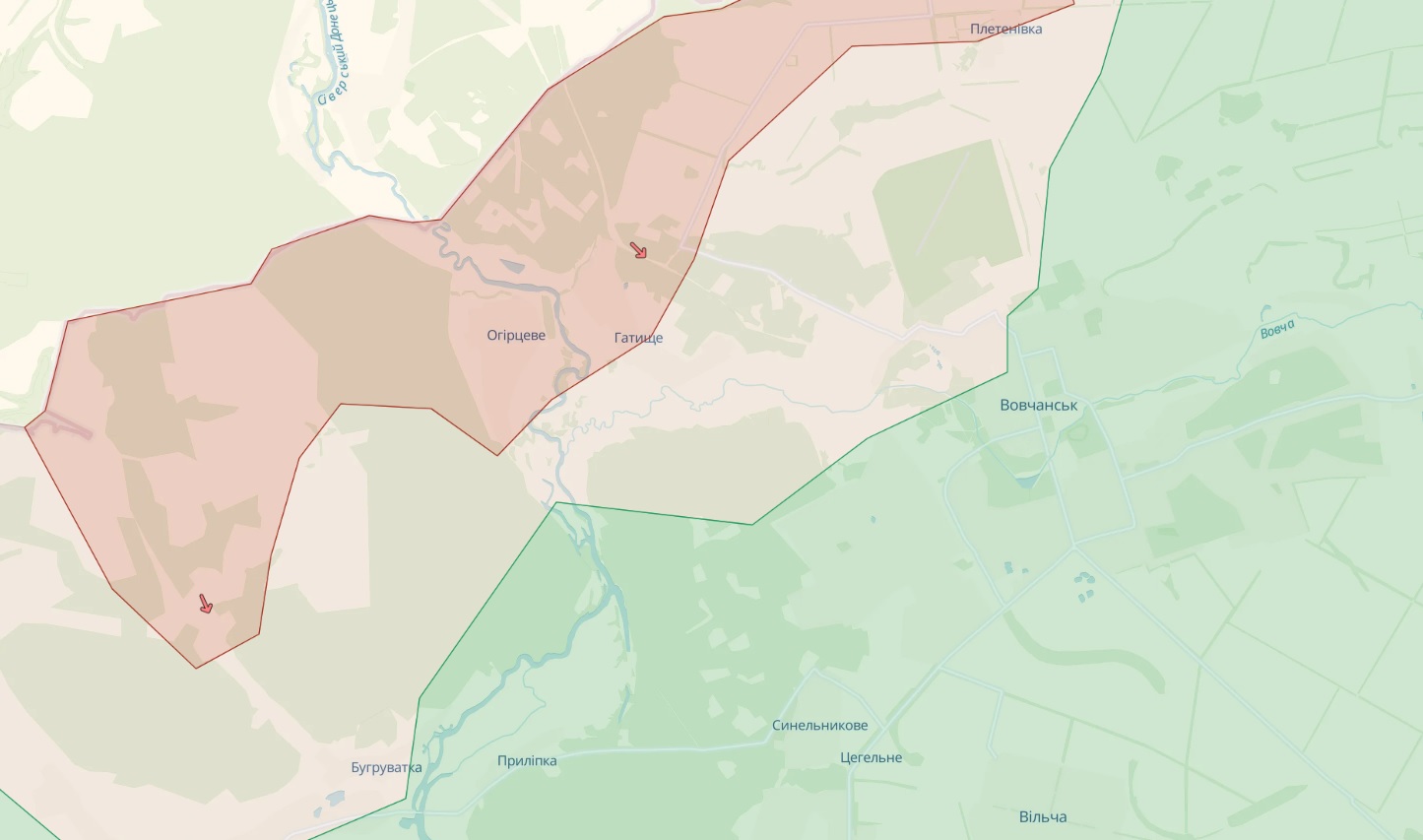 Вовчанськ на карті дипстейт 14 травня 2024