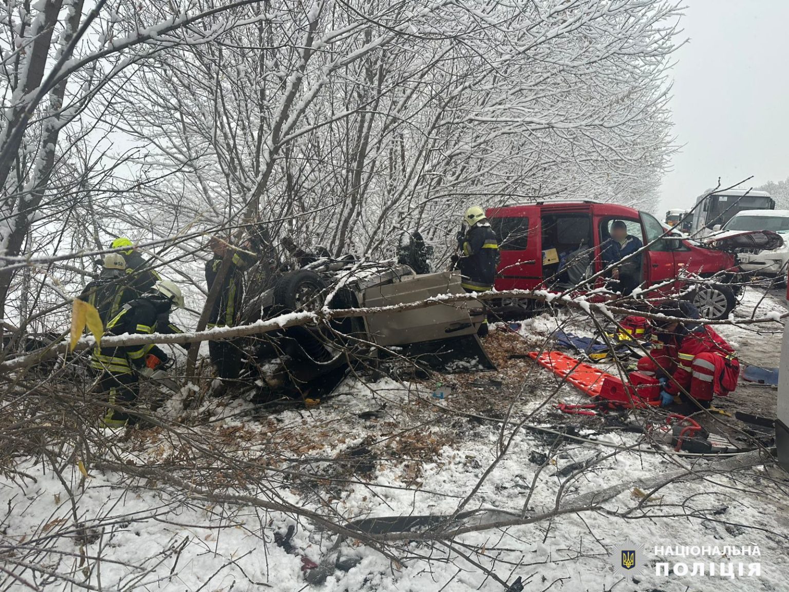 На Харківщині авто занесло на дорозі: в ДТП постраждали дві людини (фото)