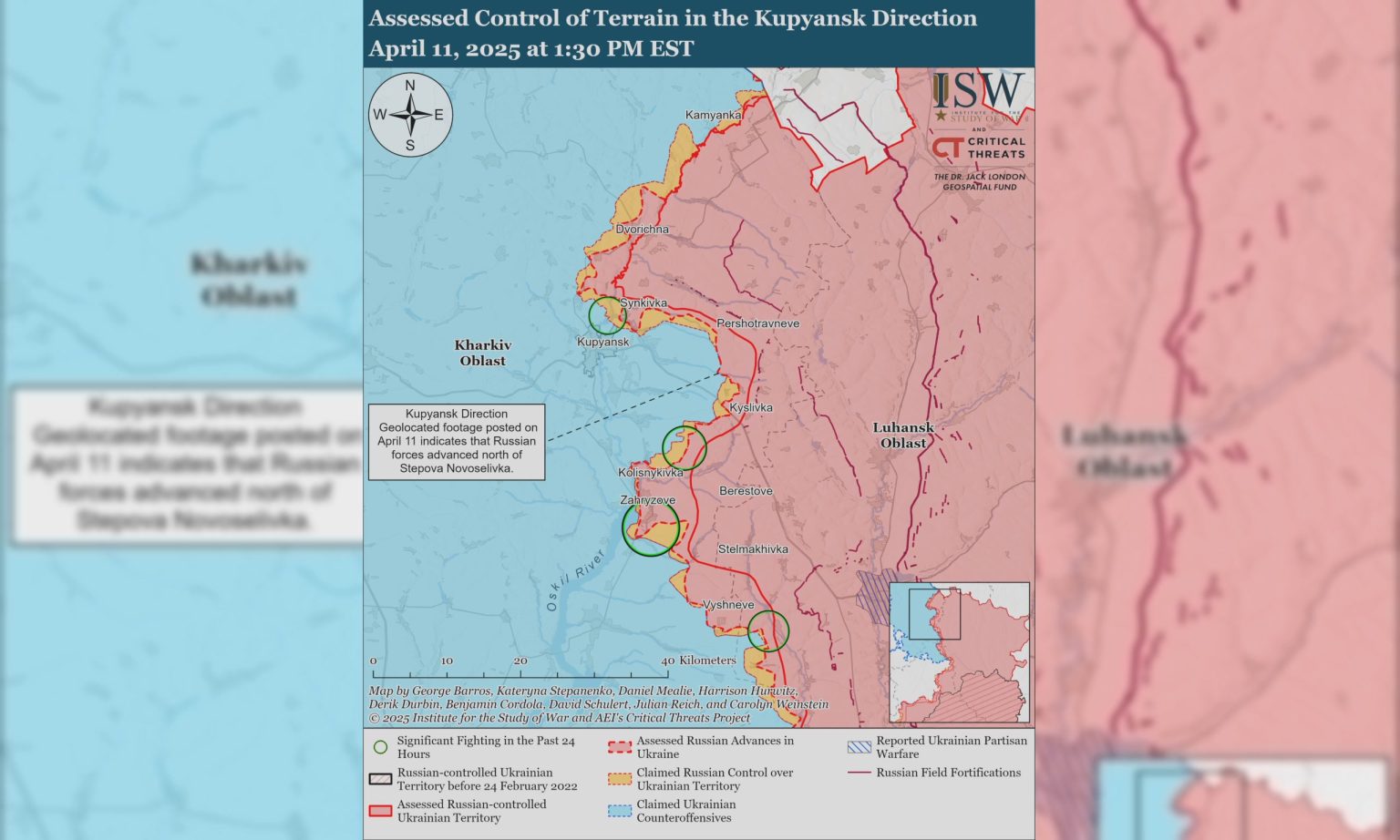 ISW: ворог просунувся на Куп’янщині, успіх РФ у Вовчанську не підтверджують