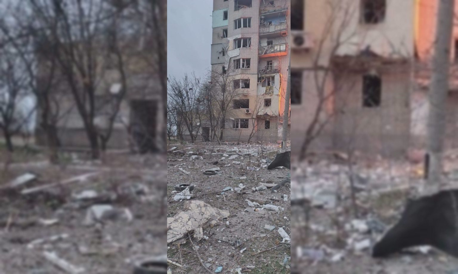 КАБ влучив в багатоповерхівку в Куп’янську: є постраждалі, пожежа (фото)