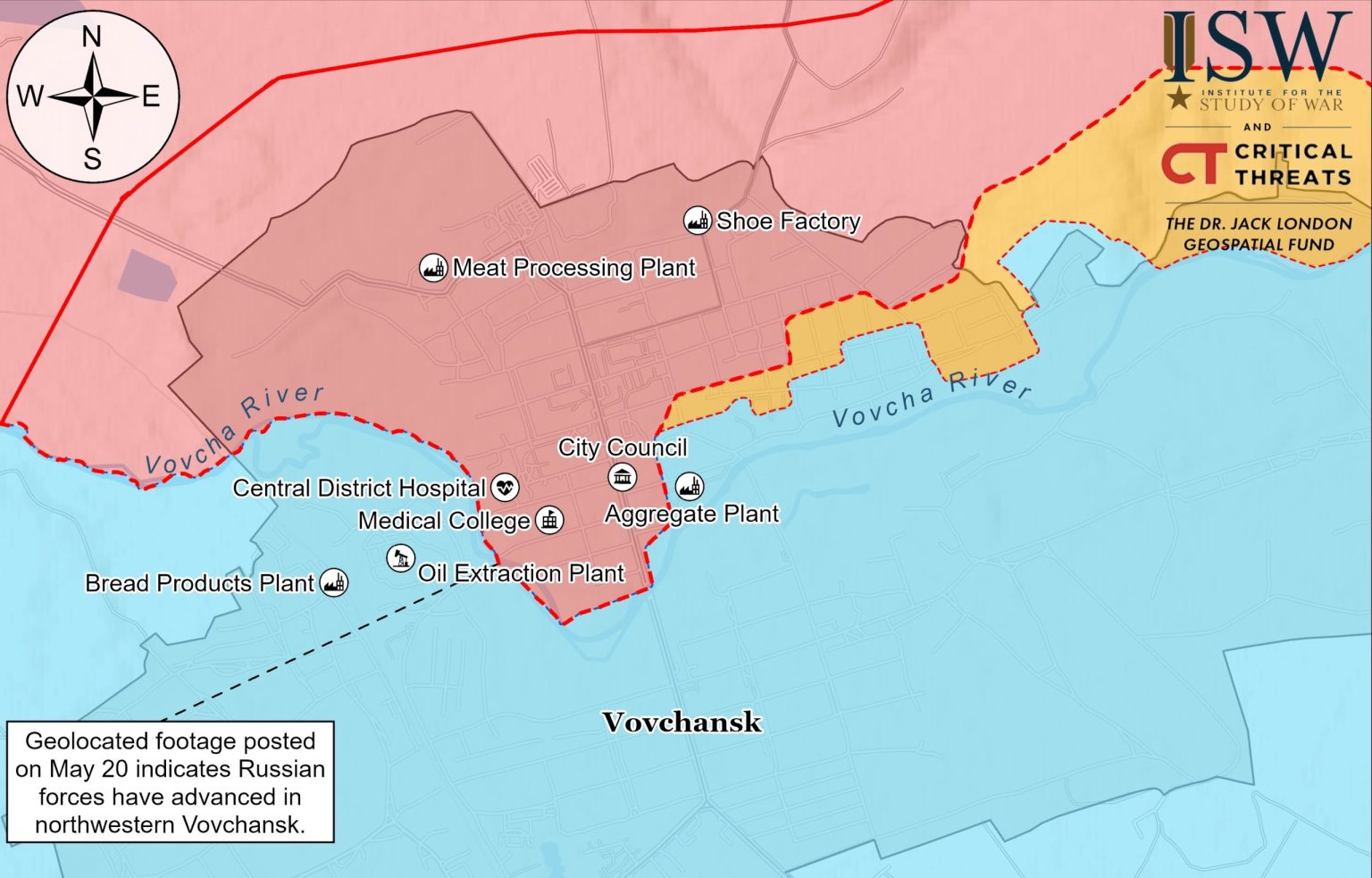ISW: російських військових помітили на іншому березі річки у Вовчанську
