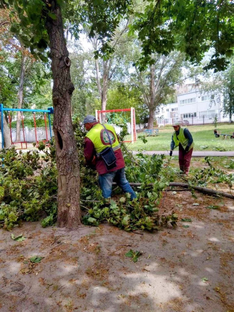 Убирают поваленніе деревья в Харькове 27 июня 2025