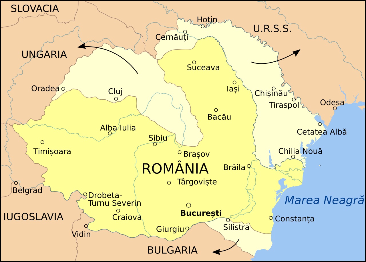 Карта Румынии 1940 года