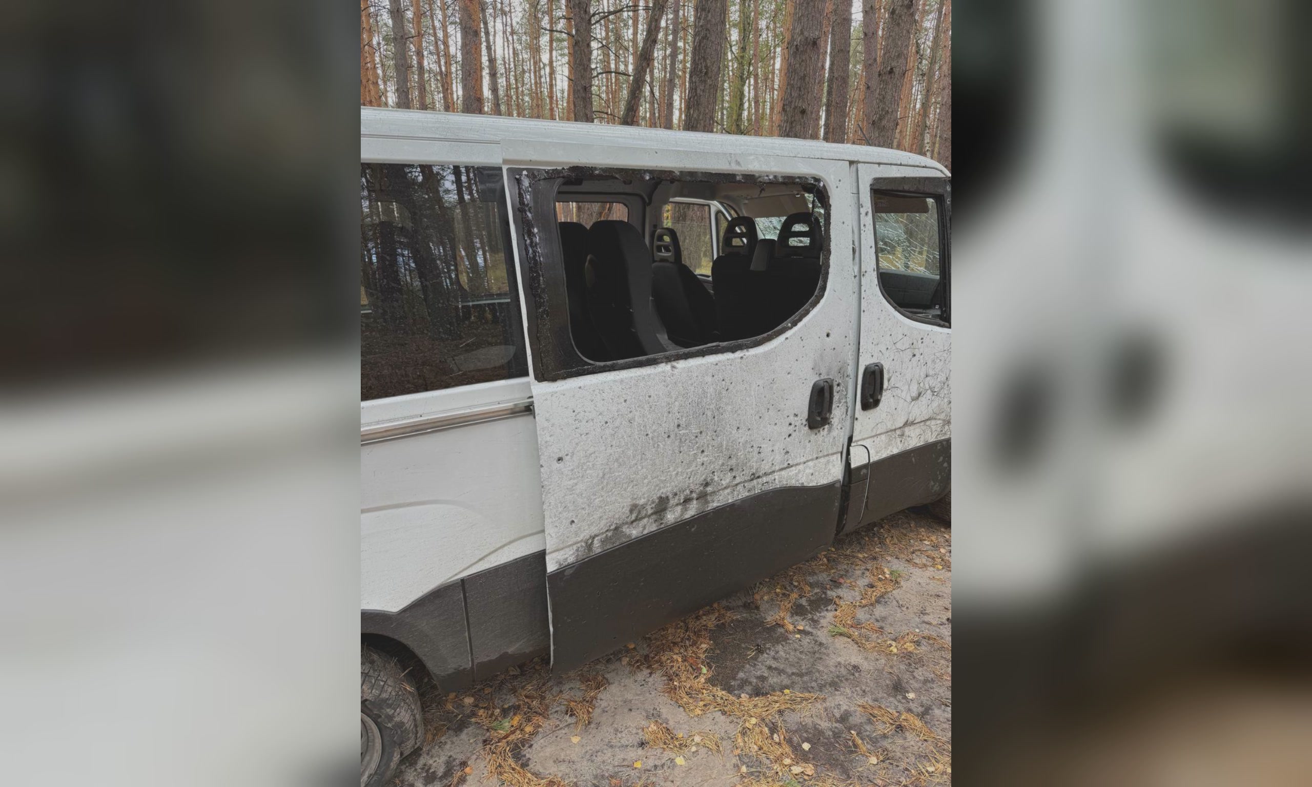 Автобус Тертышного после удара дрона