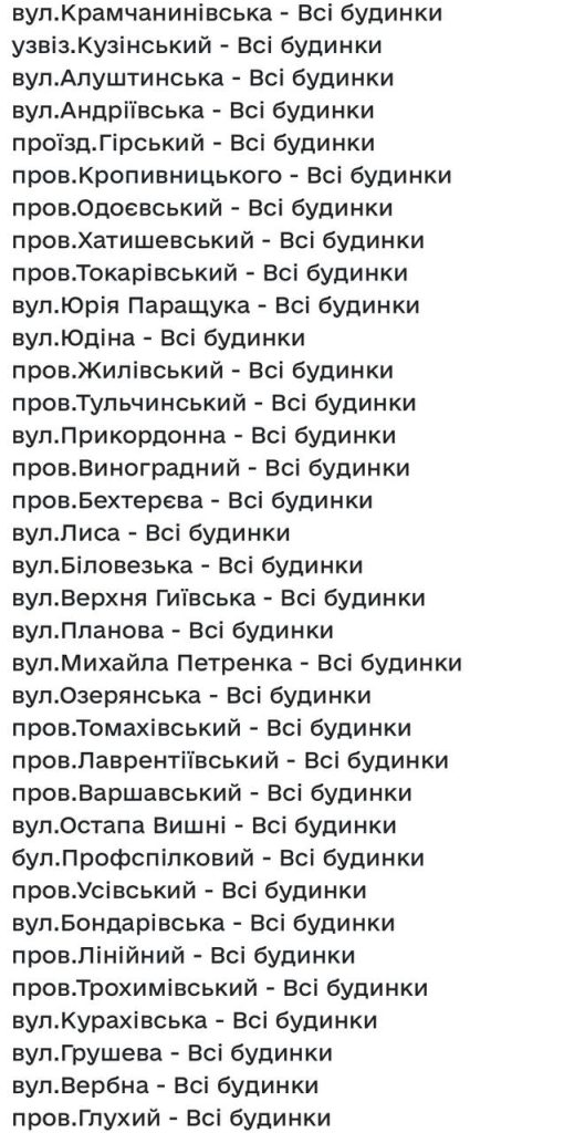 Где в Харькове не будет воді 9 ноября 2025