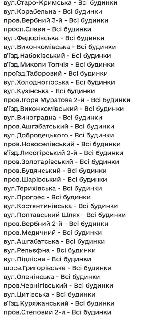 Где в Харькове не будет воді 9 ноября 2025