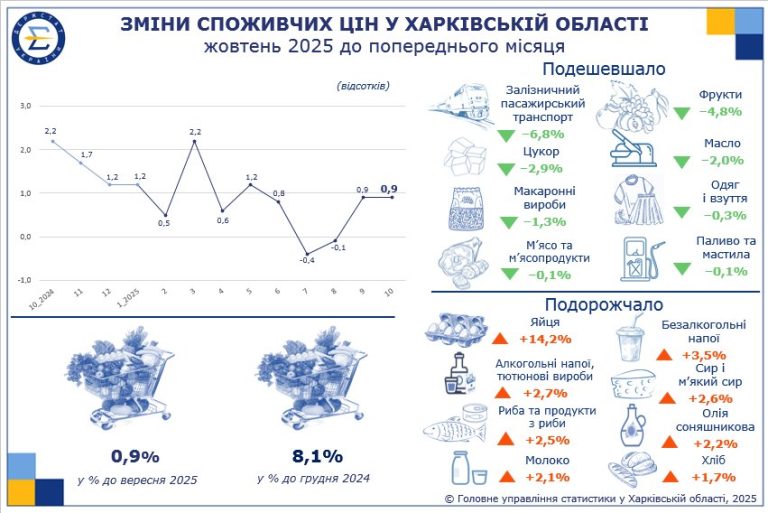 Что подорожало и подешевело на Харьковщине – инфографика облстата