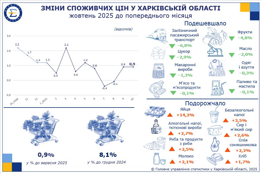Что подорожало и подешевело на Харьковщине – инфографика облстата
