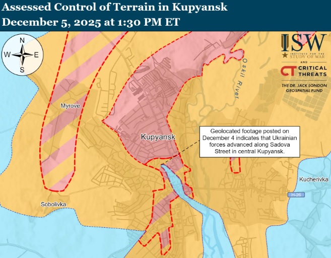 ISW: СОУ просунулись у центрі Куп’янська, війська РФ – у напрямку Борової