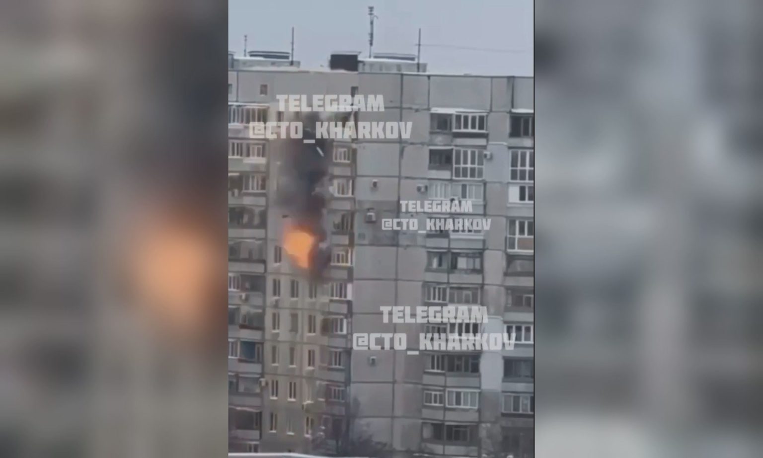 Момент «прилета» БпЛА «Молнии» по многоэтажке в Харькове засняли