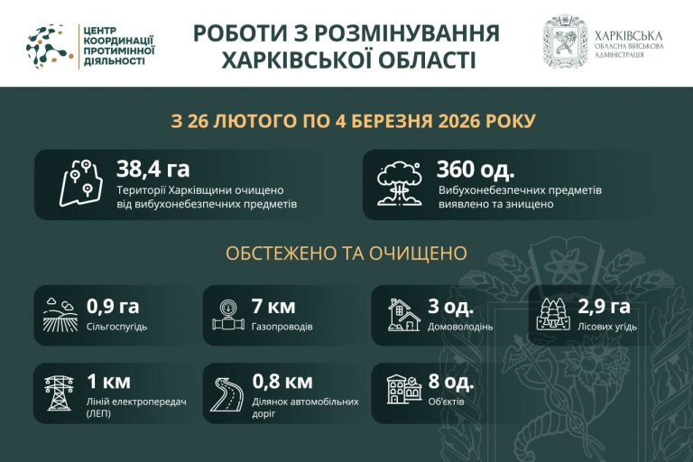 Разминирование Харьковщины: за неделю обезвредили 360 мин и снарядов