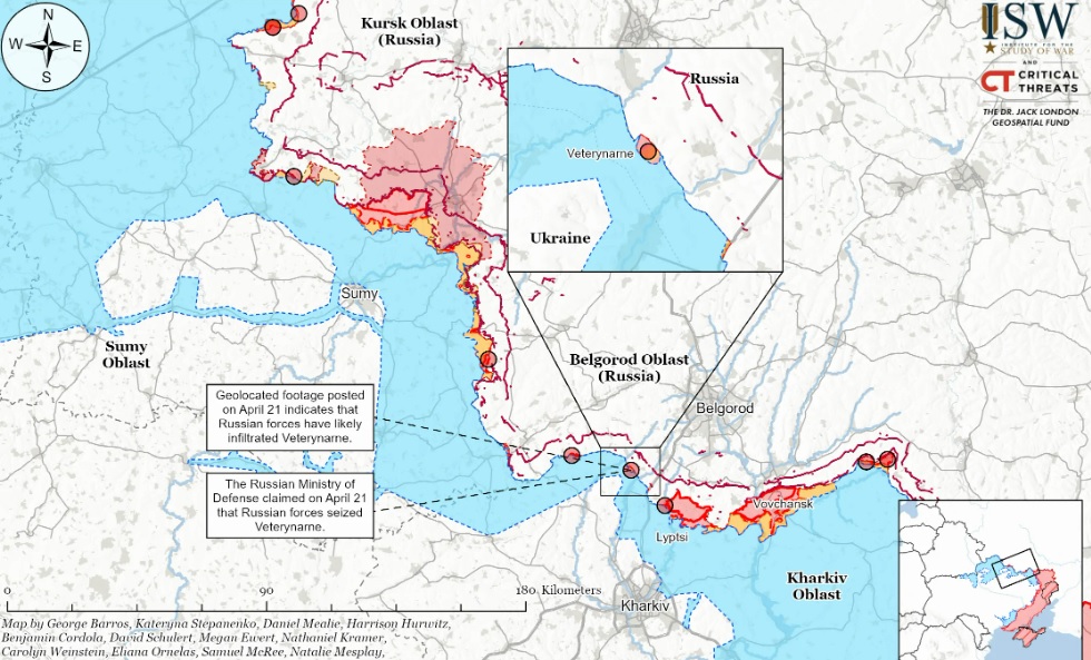 ISW: Армия РФ подняла флаг в приграничье Харьковщины и атакует с севера