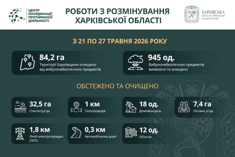 За неделю на Харьковщине нашли почти тысячу взрывоопасных предметов