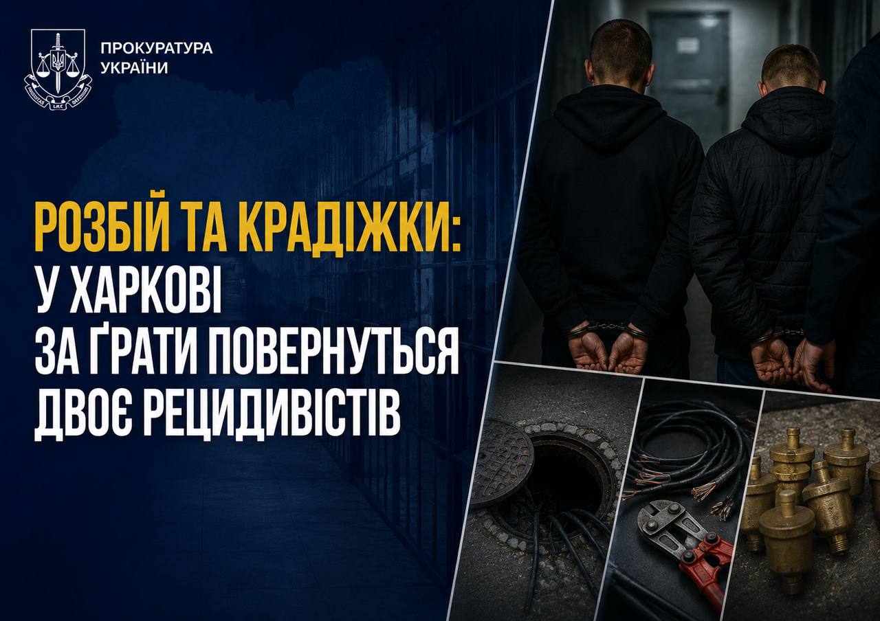 Крадіжки майна КП та напад на чоловіка: двоє харків’ян повернуться у тюрму