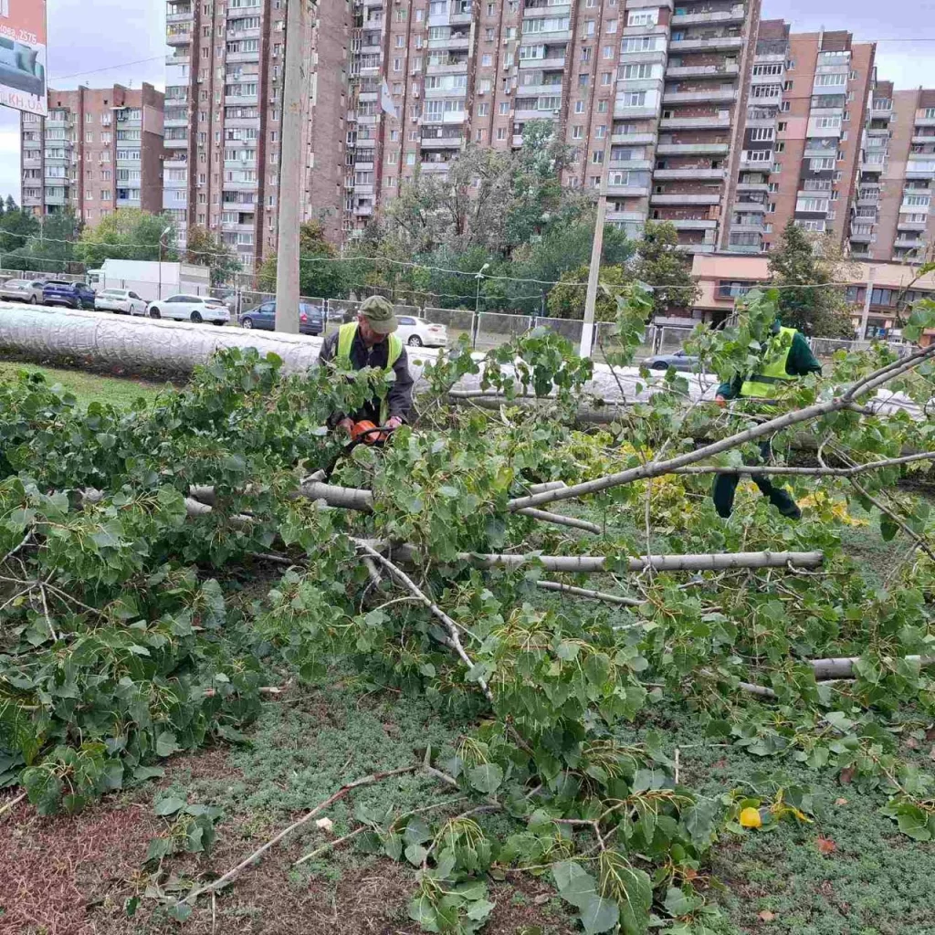 последствия урагана устраняют в Харькове