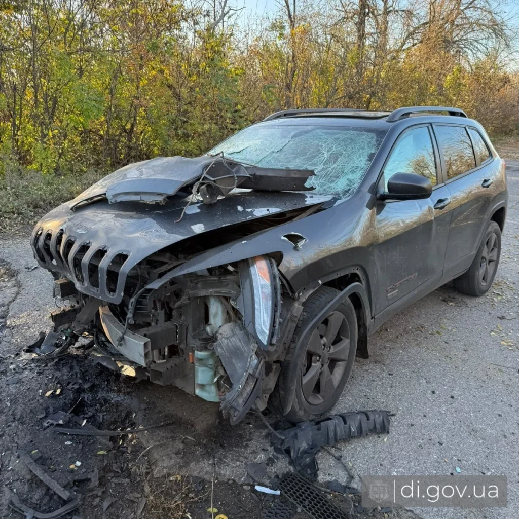 Удар дрона по авто на Харьковщине