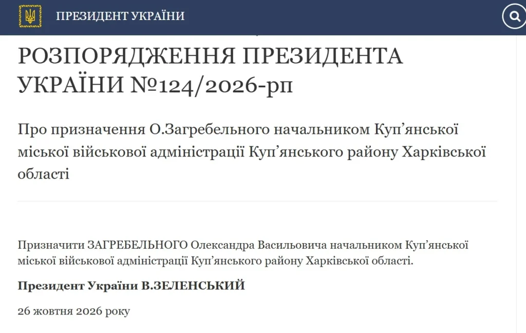 призначення Загребельного Куп'янська ГВА